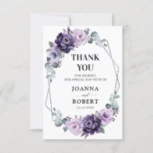 Carte De Remerciements Mariage géométrique de fleurs florales d'argent vi