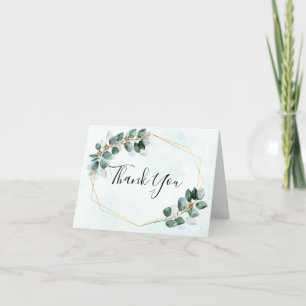 Carte De Remerciements Mariage géométrique Feuille Eucalyptus