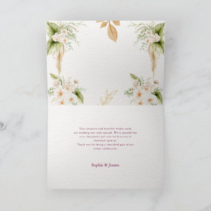 Carte De Remerciements Mariage géométrique floral rose doré
