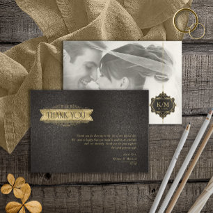 Carte De Remerciements Mariage Gold Filigree fin ID871