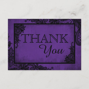 Carte De Remerciements Mariage gothique de dentelle noire violet