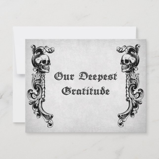 Carte De Remerciements Mariage gothique du crâne (Devant)