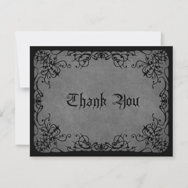 Carte De Remerciements Mariage gothique en dentelle noire (Devant)