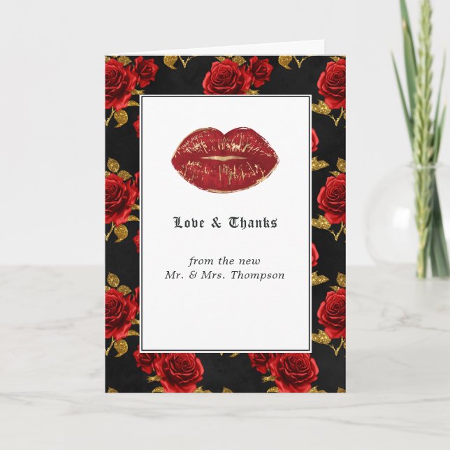 Carte De Remerciements Mariage gothique floral (Devant)