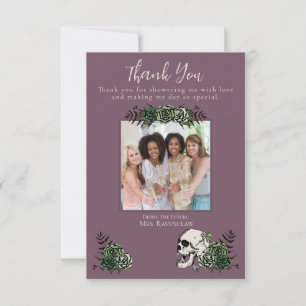 Carte De Remerciements Mariage gothique irlandais violet crâne et fleurs