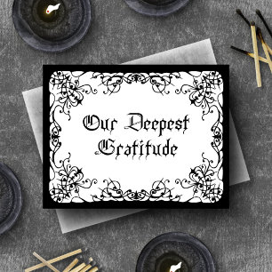 Carte De Remerciements Mariage gothique noir et blanc