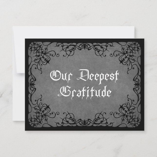 Carte De Remerciements Mariage gothique noir gris (Devant)