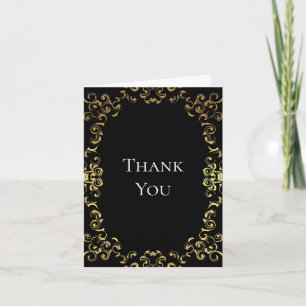 Carte De Remerciements Mariage gothique or et noir