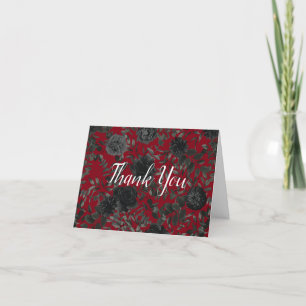 Carte de remerciements Mariage gothique Rose rouge