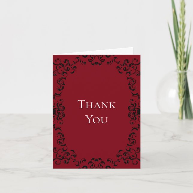 Carte De Remerciements Mariage gothique rouge et noir (Devant)