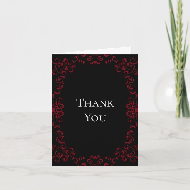 Carte De Remerciements Mariage gothique rouge et noir (Devant)