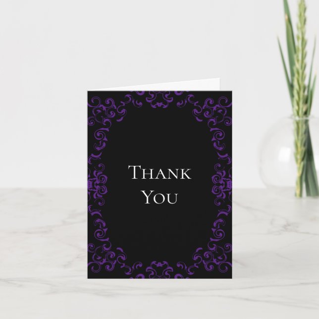 Carte De Remerciements Mariage gothique violet et noir (Devant)