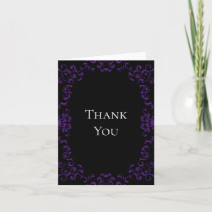 Carte De Remerciements Mariage gothique violet et noir