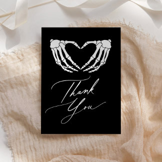 Carte De Remerciements Mariage Halloween avec un thème de squelette
