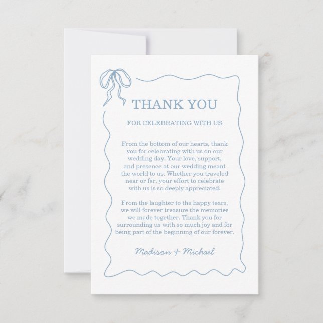 Carte De Remerciements Mariage illustré à main lunaire dessiné bleu (Devant)