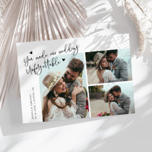 Carte De Remerciements Mariage inoubliable Blanc Multi Photo