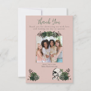 Carte De Remerciements Mariage Irlandais Gothique Rose Crâne et Fleurs