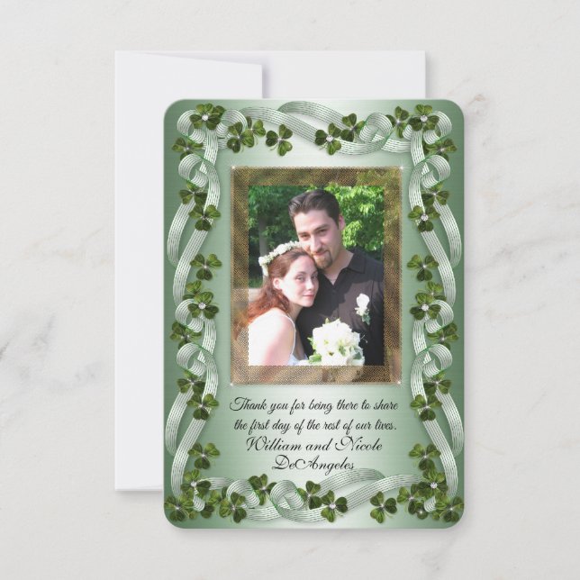 Carte De Remerciements Mariage irlandais shamrocks (Devant)