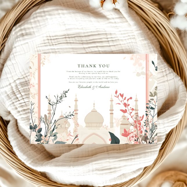 Carte De Remerciements Mariage islamique floral élégant traditionnel (Créateur téléchargé)