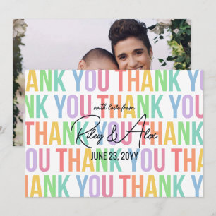 Carte De Remerciements Mariage LGBTQA Lettres Arc-en-ciel Typographie Mod