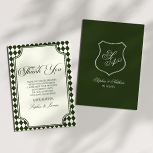 Carte De Remerciements Mariage Luxueux Ancien Argent Vert Olive Ivoire Vi