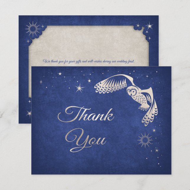 Carte De Remerciements Mariage magique Owl Stars (Devant / Derrière)