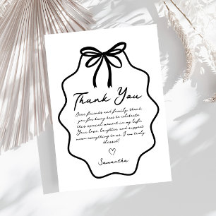 Carte De Remerciements Mariage Main Levée Ruban Coquette Shower