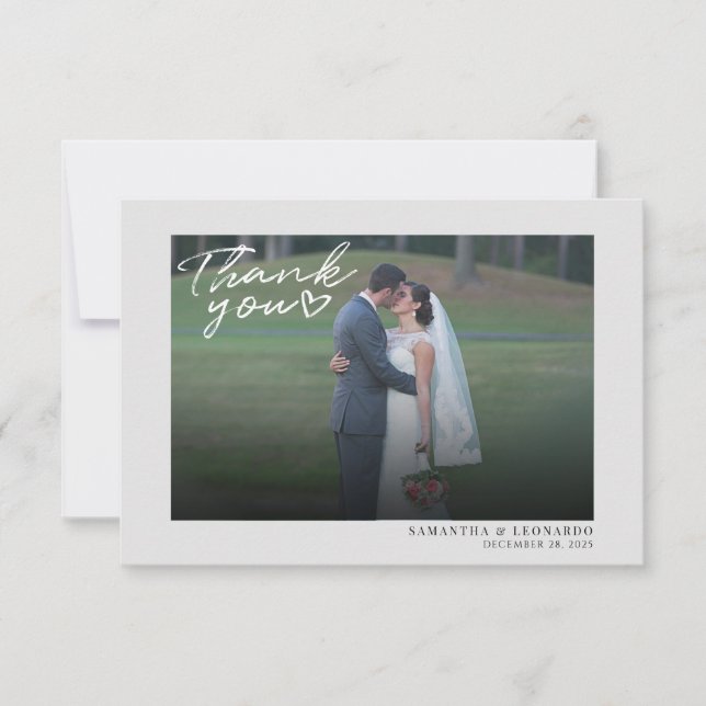Carte de remerciements Mariage manuscrit photo (Devant)