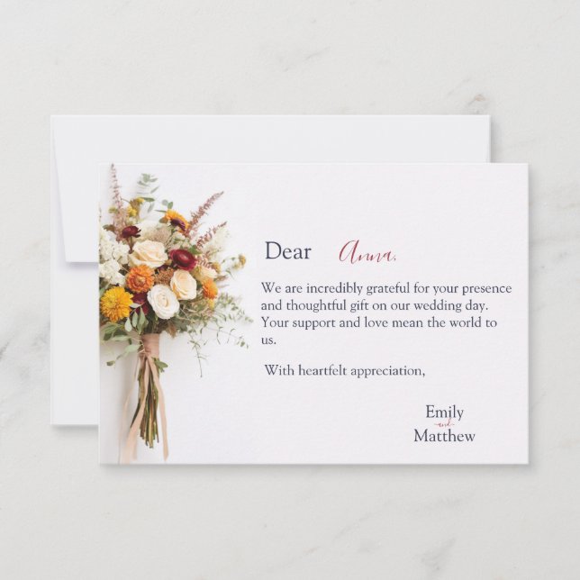 Carte de remerciements Mariage mariage de automne (Devant)