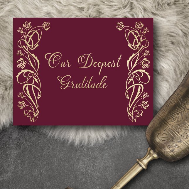 Carte de remerciements Mariage médiéval royal Rose (Créateur téléchargé)