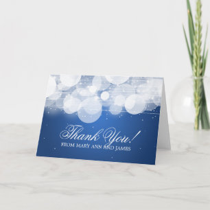 Carte De Remerciements Mariage "Merci" Lumineuse & Étincelle Bleu