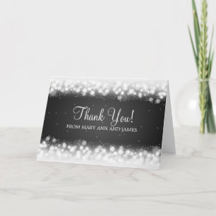 Carte De Remerciements Mariage "Merci" Magie Étincelle Noir