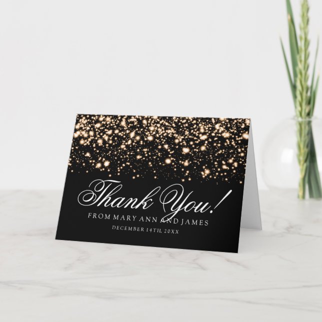 Carte De Remerciements Mariage "Merci" Orée de Minuit Glam (Devant)