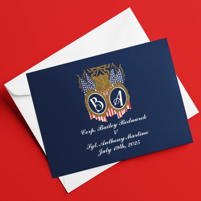 Carte De Remerciements Mariage militaire de style antique (Créateur téléchargé)