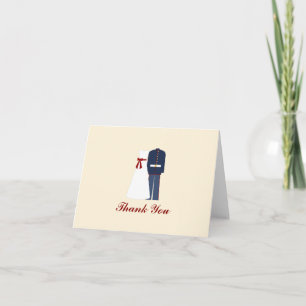 Carte De Remerciements Mariage militaire personnalisé - Notes de remercie