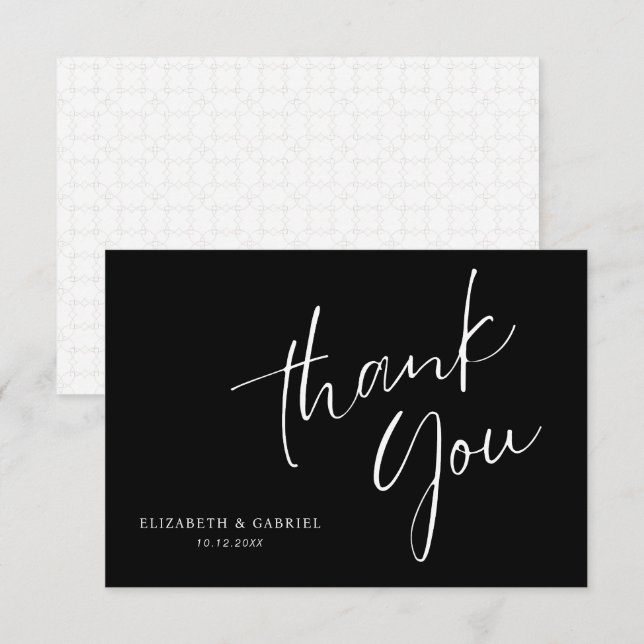 Carte De Remerciements Mariage minimal manuscrit (Devant / Derrière)