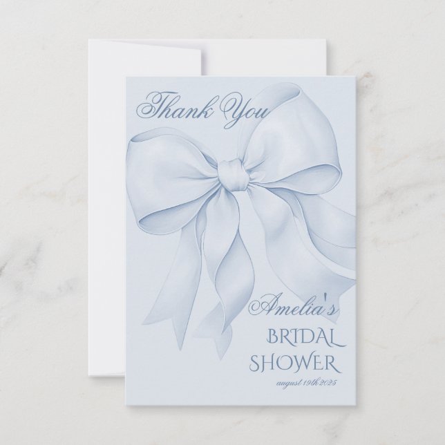 Carte De Remerciements Mariage minimal poussiéreux bleu  (Devant)