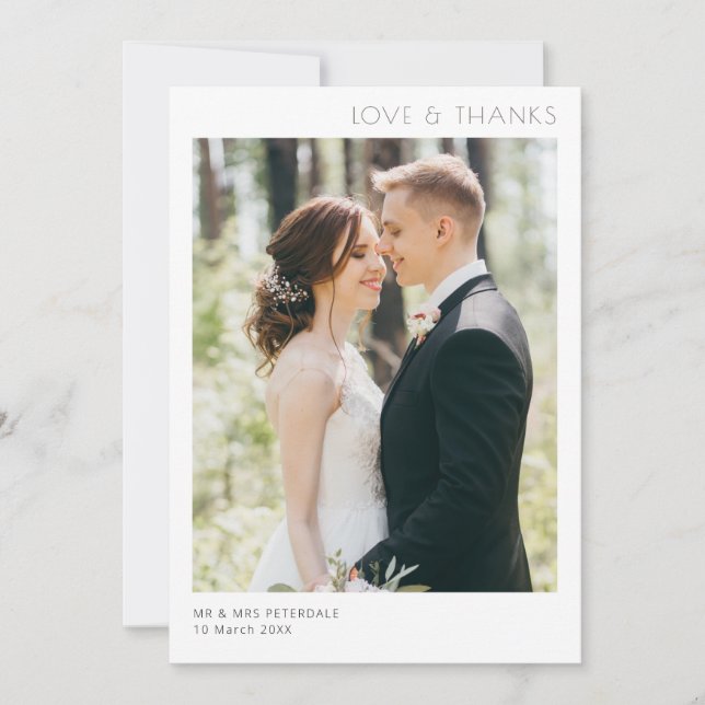 Carte de remerciements mariage minimal simple et m (Devant)