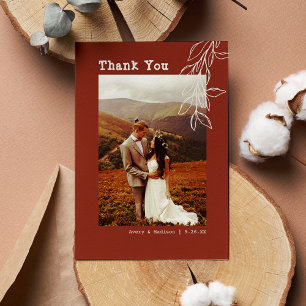 Carte De Remerciements Mariage minimaliste boho à la machine à écrire ora