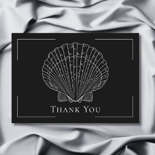 Carte De Remerciements Mariage minimaliste coquillage typographie noir et