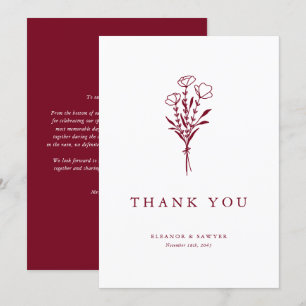 Carte De Remerciements Mariage minimaliste des plantes de Bourgogne