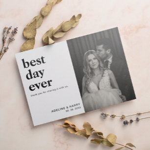Carte De Remerciements Mariage Minimaliste et Chic Meilleur Jour Photo Cœ