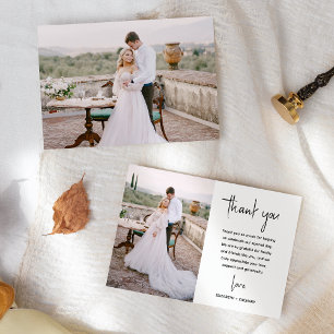 Carte De Remerciements Mariage minimaliste moderne avec 2 photos et écrit