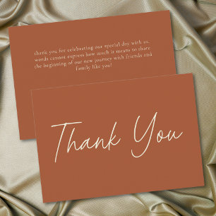 Carte De Remerciements Mariage Minimaliste Terracotta Rouille Élégant