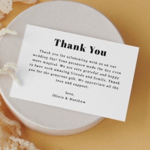 Carte De Remerciements Mariage Minimaliste Typographie Neutre Moderne