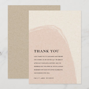 CARTE DE REMERCIEMENTS MARIAGE MODERNE ABSTRAIT DOUX SUBTILE BLUSH ROSE