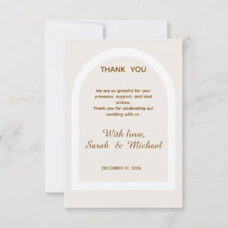Carte De Remerciements Mariage Moderne Arche & Paillettes Dorées