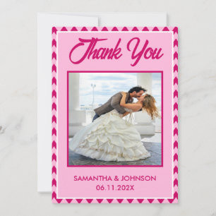 Carte De Remerciements Mariage moderne avec rayure Chevron rose blush Pho