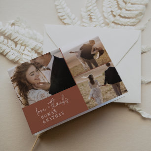 Carte De Remerciements Mariage moderne chic en terre cuite rouille 3 phot