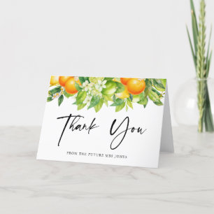 Carte De Remerciements Mariage Moderne Citron Orange d'Été Cérémonie de R